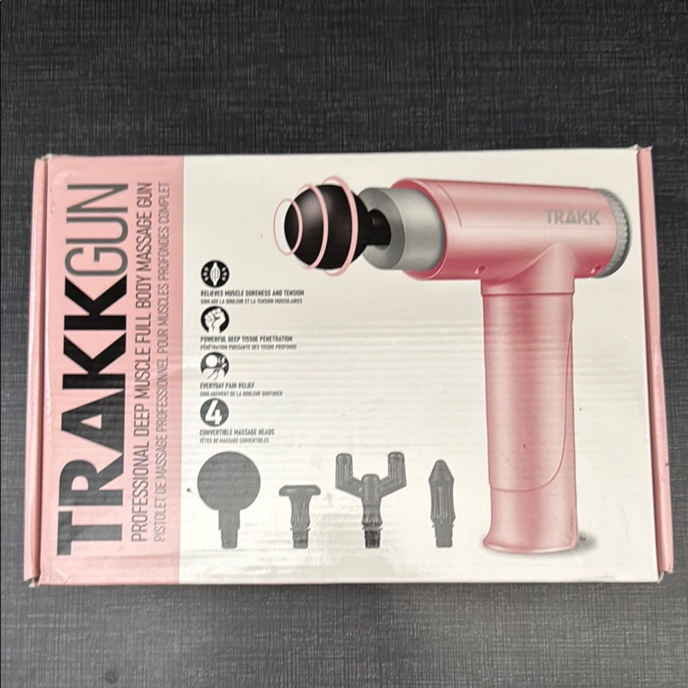 New Trakk Gun Pink Sleek Modern Massage Gun with Attachments